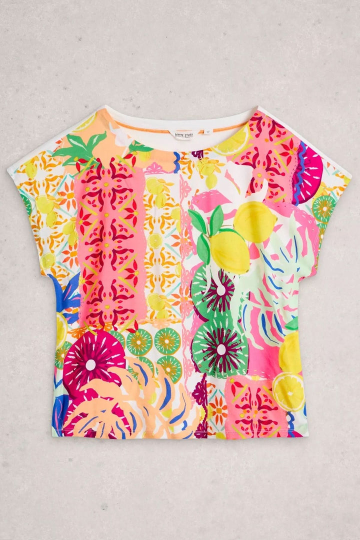 T-shirt imprimé effet mix matières