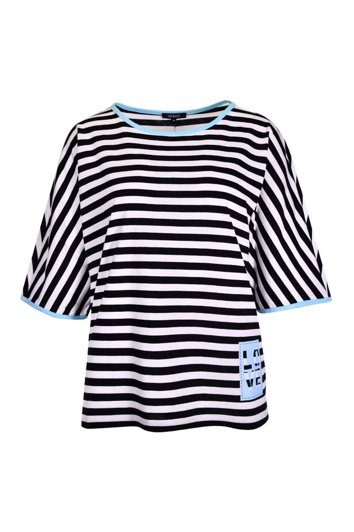 T-shirt rayé détail écusson