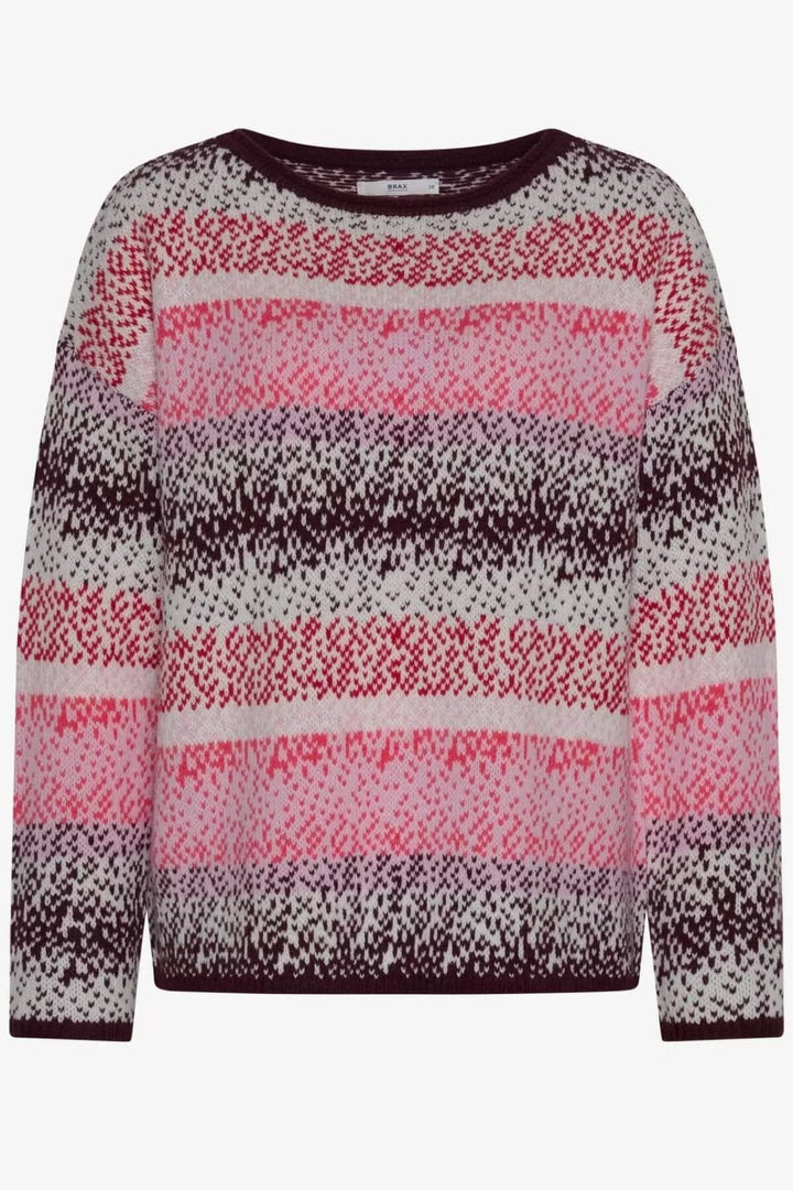 Tricot multicolore LIZ avec motifs vibrants pour un look hivernal élégant et confortable.