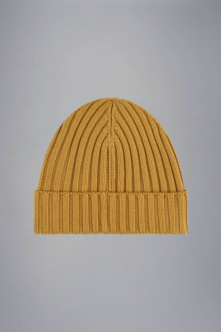 Bonnet en laine côtelée jaune, idéal pour l&