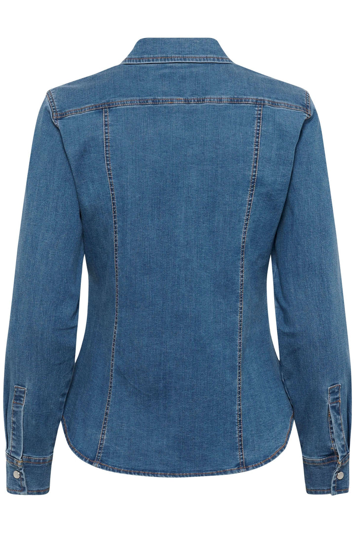 Veste Sanilla en denim dos ajusté avec détails métalliques et poches à rabat.