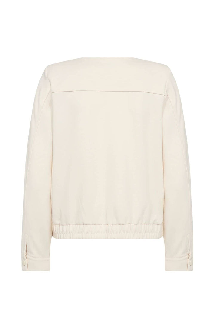 Veste zipée beige, vue arrière, avec ourlet élastique et manches longues, idéale pour un look décontracté et professionnel.