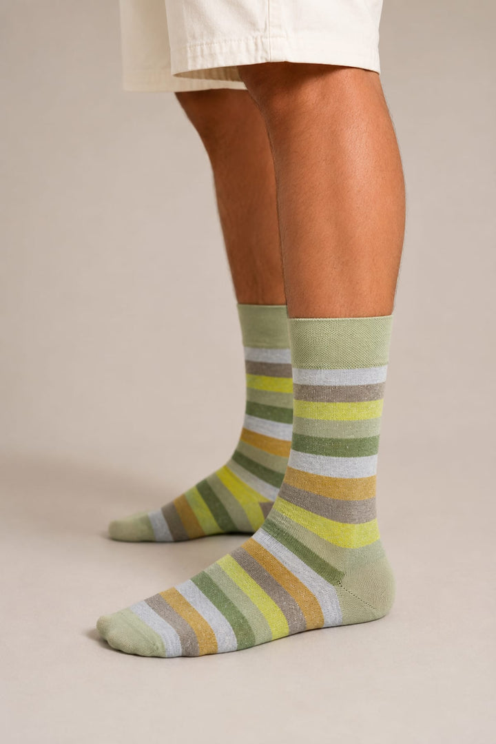 Marcoliani Multicolored Striped Low-Cut Front-View Men&