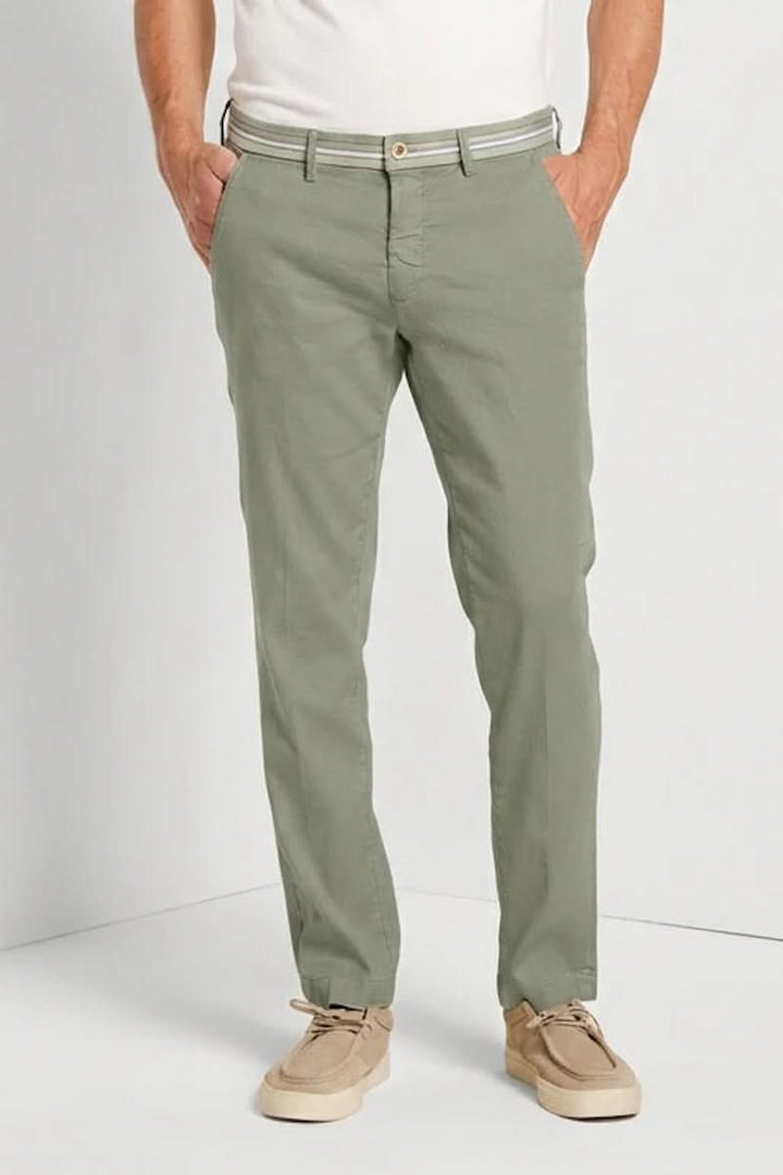 Pantalon Turin Oxford en lin et coton coupe moderne