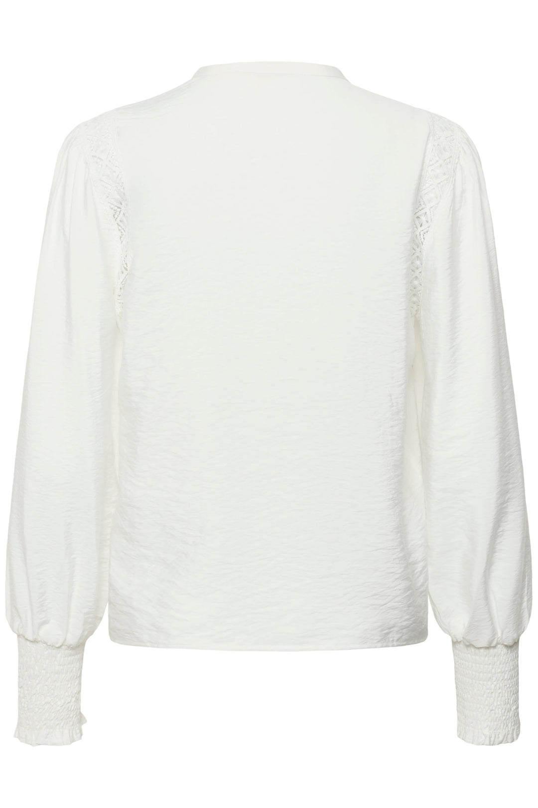 Front view of the Delia Kaffe white lace blouse for women with embroidered details - Valérie Simon