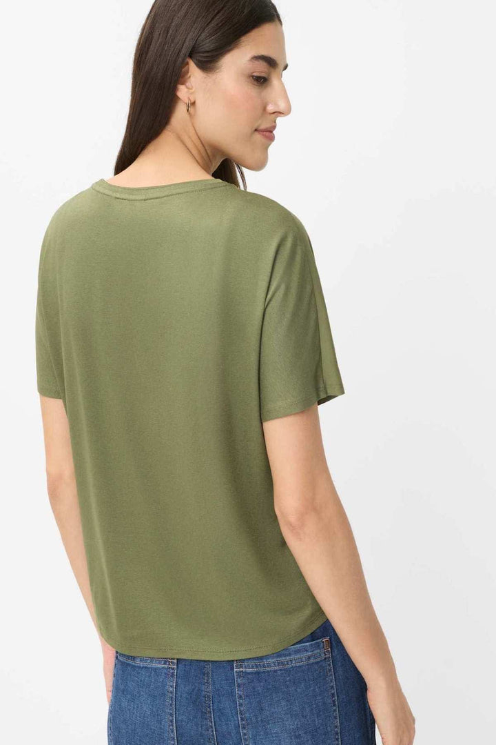 Vue de face blouse fluide à manches courtes sans col Brax pour femme rose - Valérie Simon
