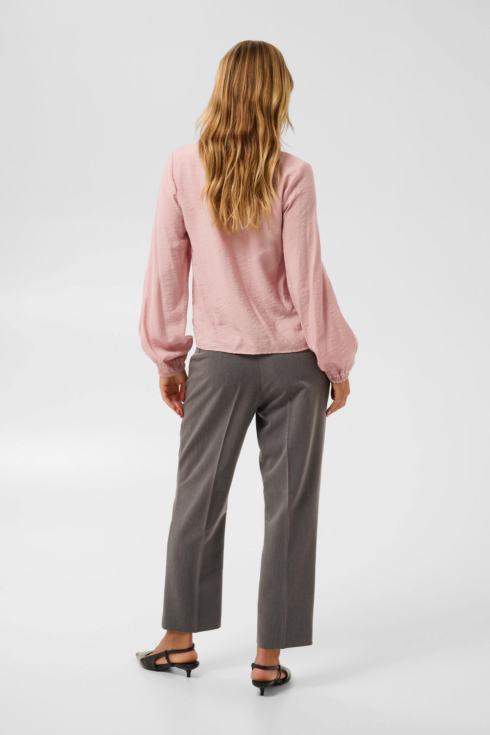 Kaffe women's Sollie buttoned blouse with lace details, front view