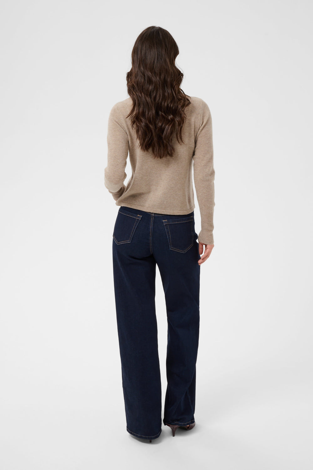 Kaffe Women's Cashie Crew-Neck Knit Cardigan Front View