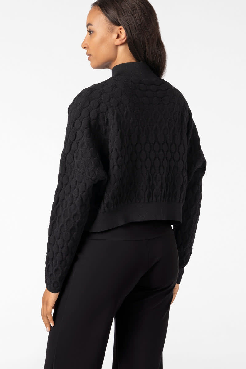 Cardigan court zippé à texture en relief pour femme sarah pacini