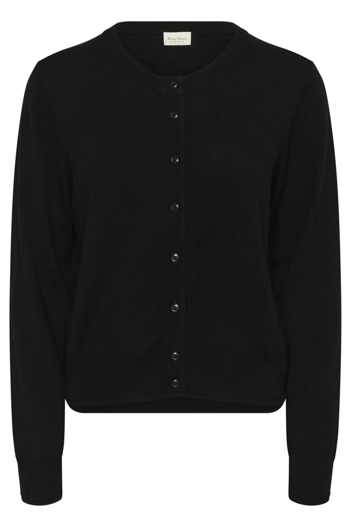 Vue de face cardigan en laine Part Two pour femme beige avec boutons en bois - Valérie Simon