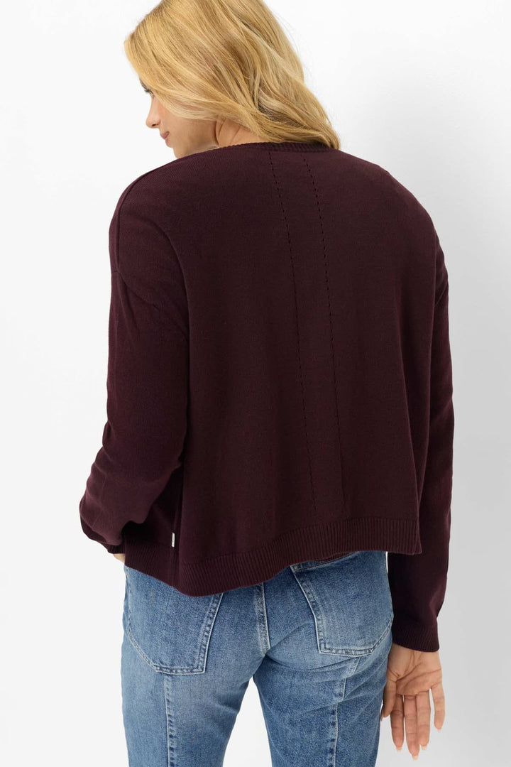 Vue avant cardigan maille épurée Brax femme gris avec boutons et poches - Valérie Simon