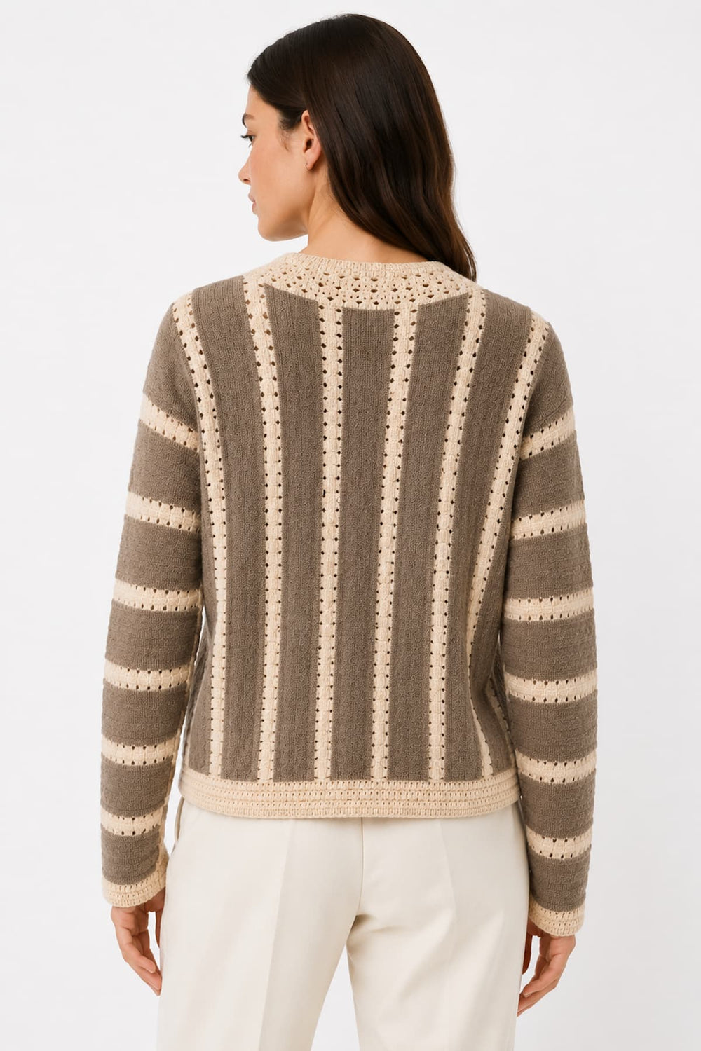 Women's openwork knit zip-up cardigan Coco y Club