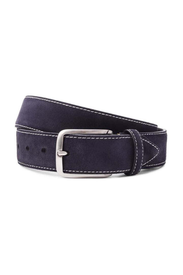 Vue en détail ceinture Paul and Shark pour homme marron suédé avec boucle argentée - Valérie Simon