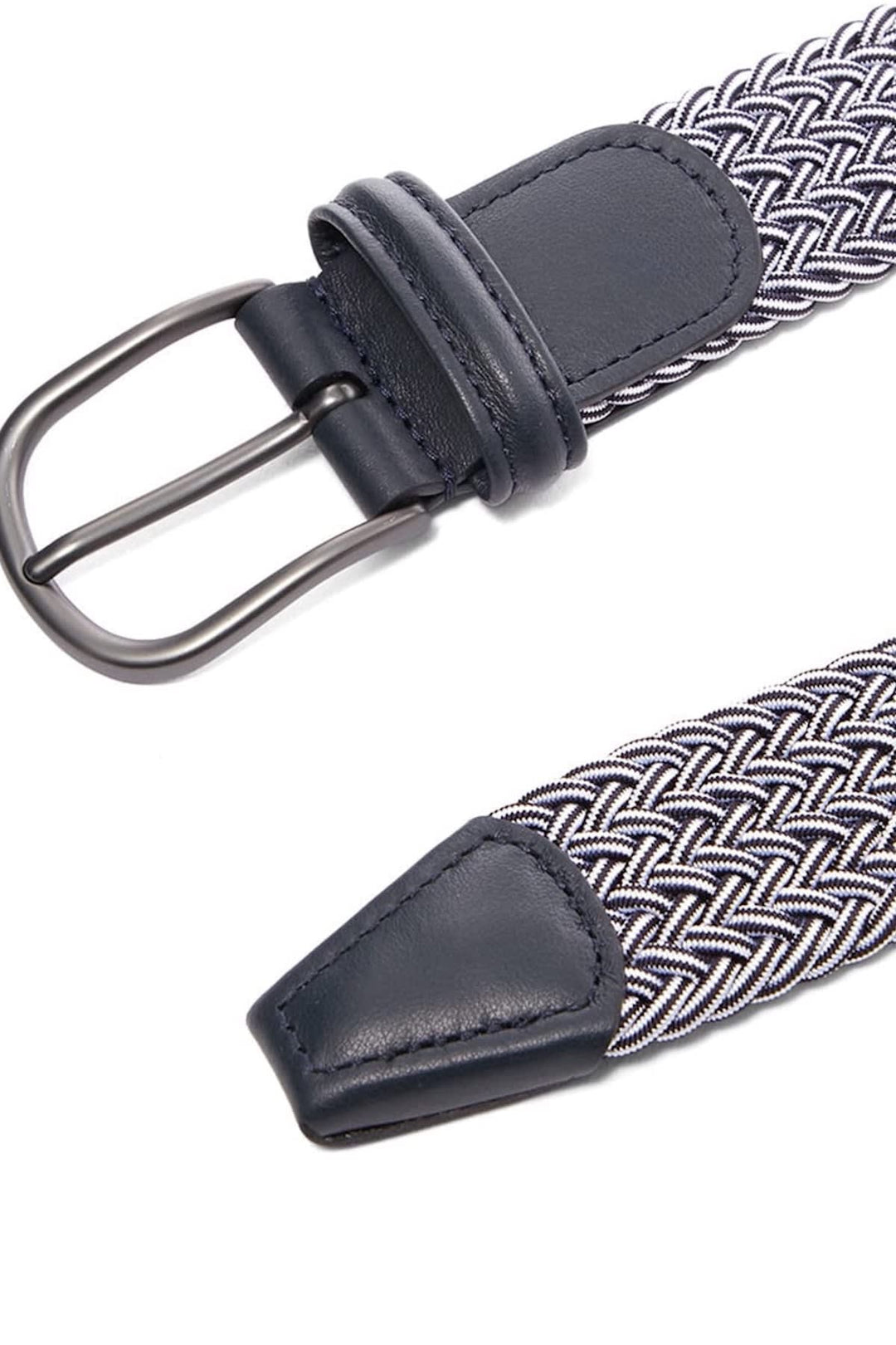 Ceinture tressée extensible vue de côté Anderson’s pour homme marron avec boucle métallique - Valérie Simon
