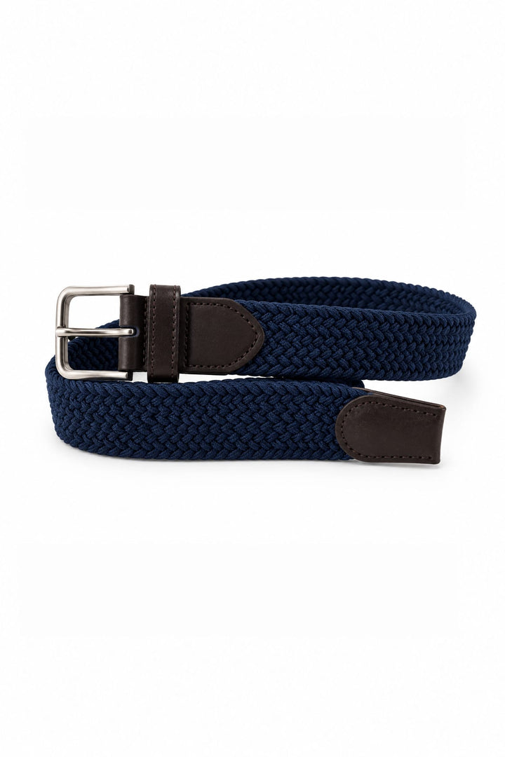 Vue détail ceinture tressée extensible Meyer homme bleu grainé - Valérie Simon