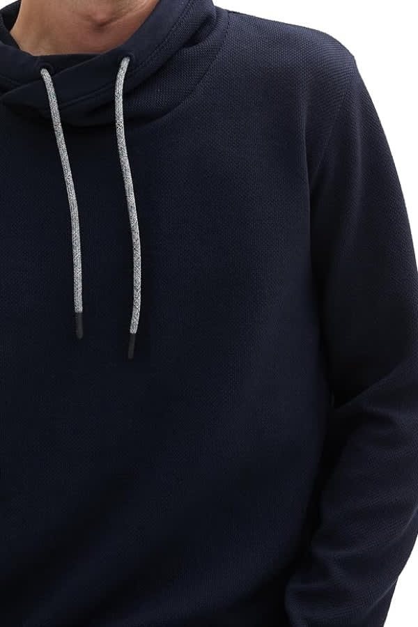 Vue de face chandail à col cheminée Tom Tailor homme gris avec cordons - Valérie Simon