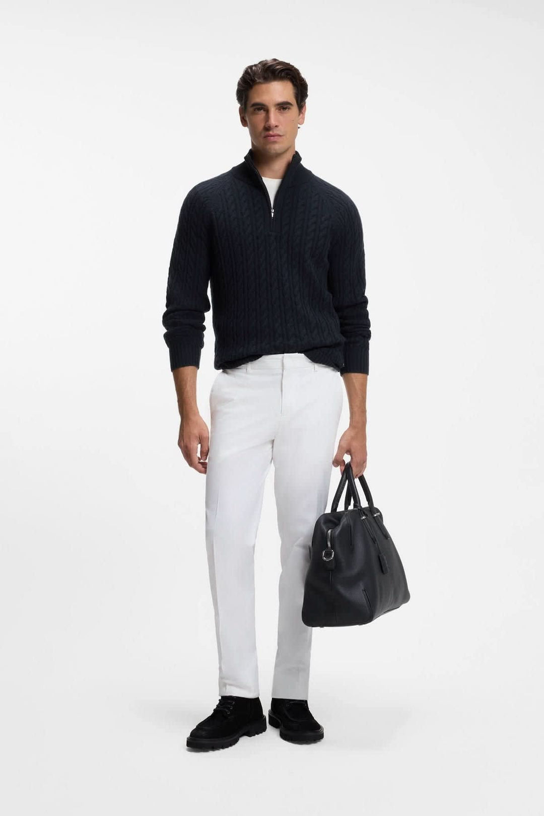 Hugo Boss cable-knit half-zip sweater