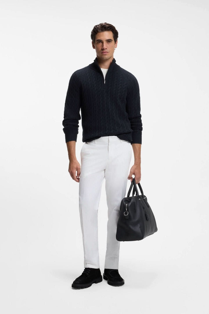 Hugo Boss cable-knit half-zip sweater
