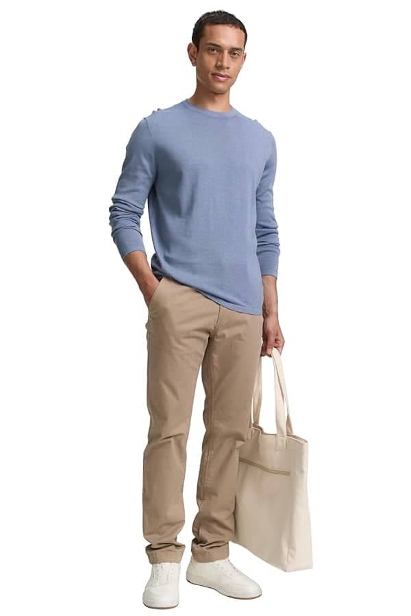 Vue de face chandail en tricot léger gris Tom Tailor pour homme - Valérie Simon