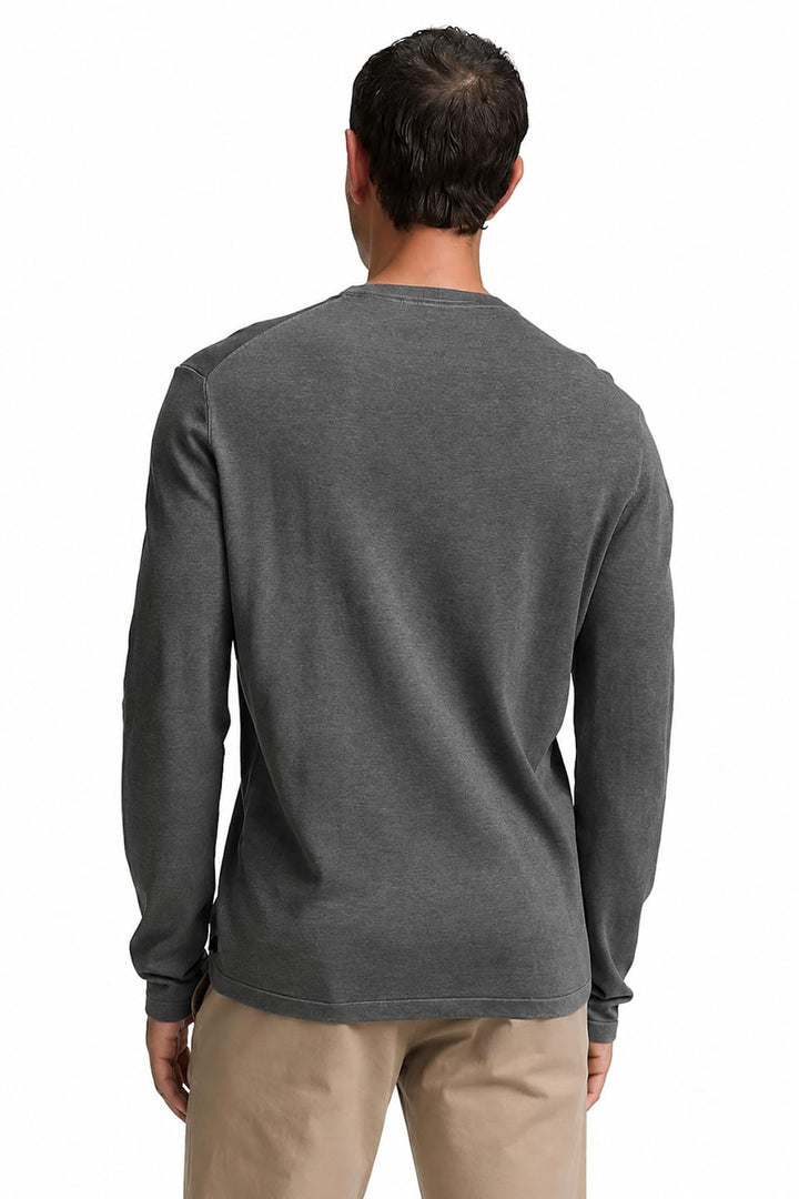 Vue de face chandail bleu en tricot léger Tom Tailor pour homme avec col rond - Valérie Simon
