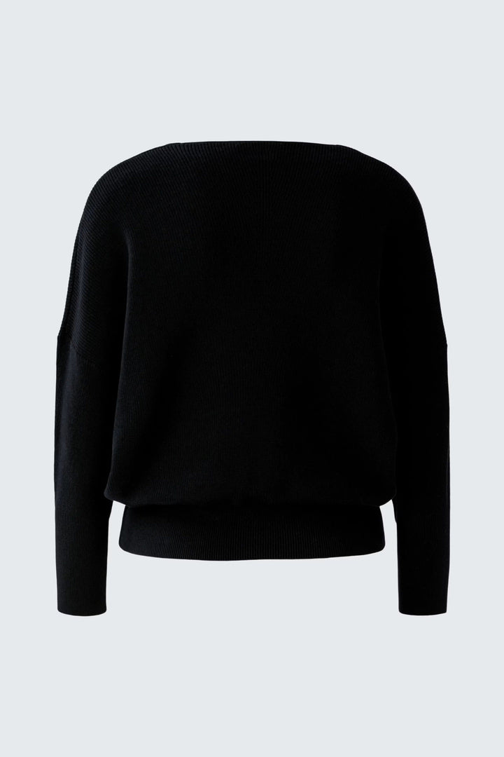 Front view of a soft-knit V-neck sweater Oui for women in beige with a cable-knit pattern - Valérie Simon