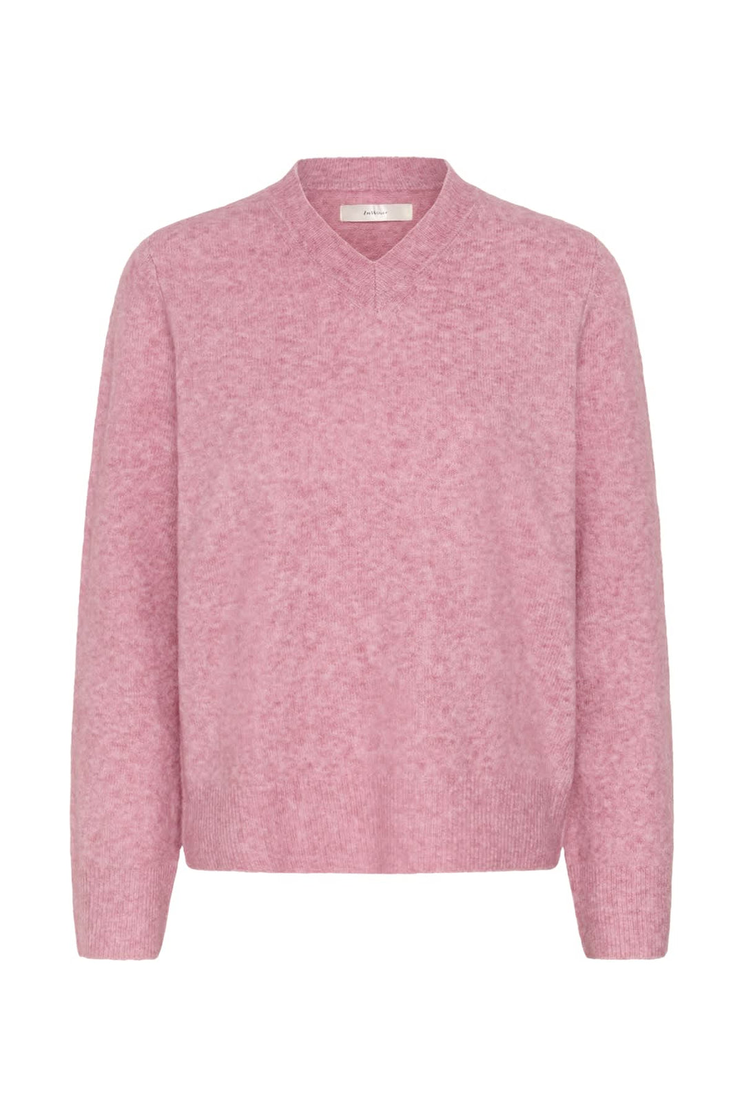 Vue de face chandail col V Inwear pour femme beige avec motif texturé - Valérie Simon