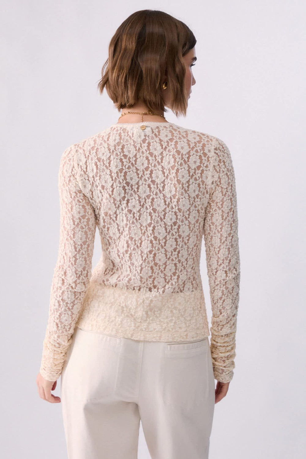 Women's long-sleeve lace sweater liujo