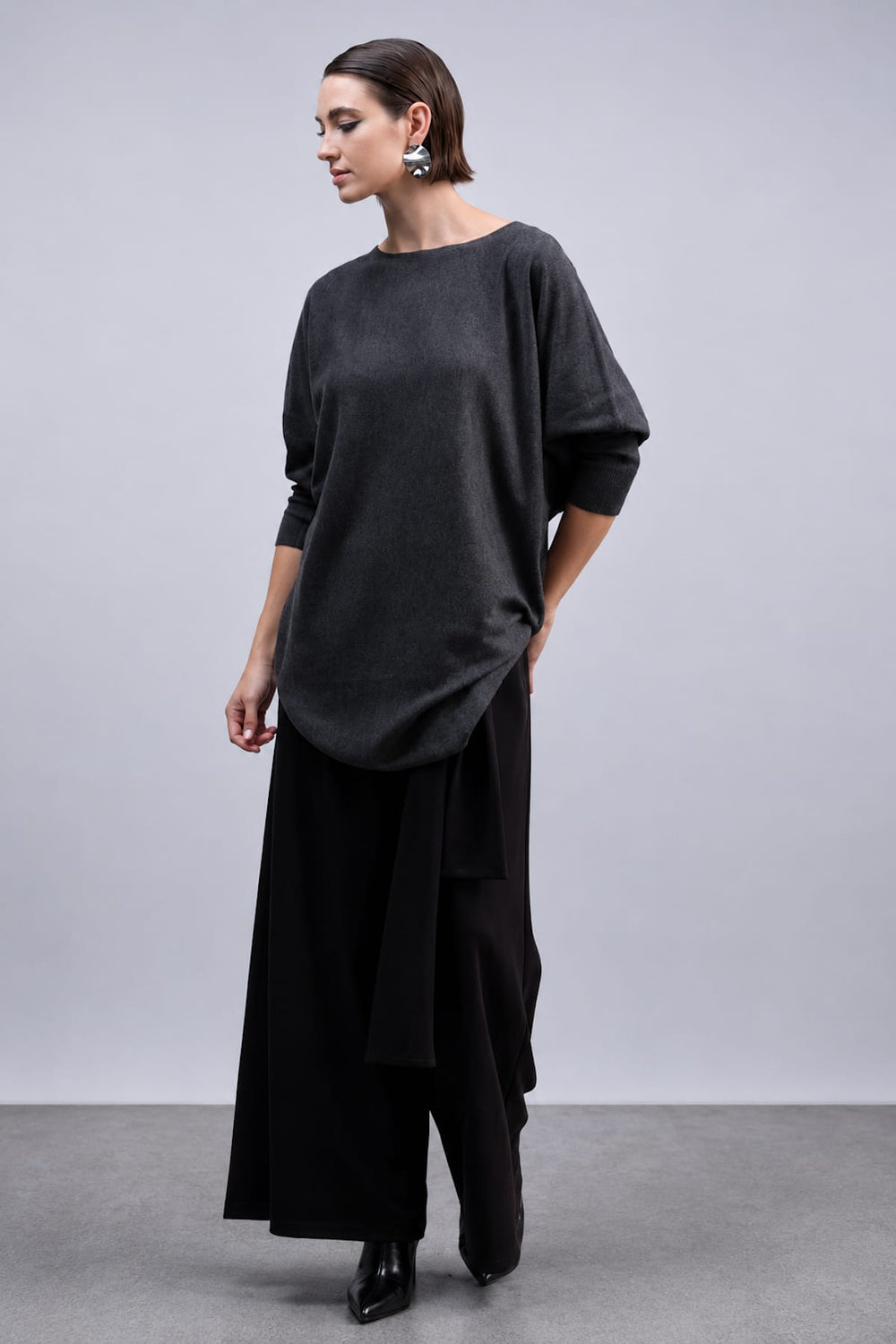 Front view of the Haako women's beige knit sweater with a turtleneck - Valérie Simon