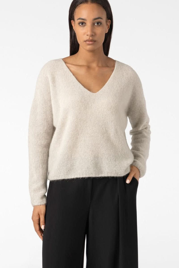 Chandail en tricot à col en V pour femme sarah pacini