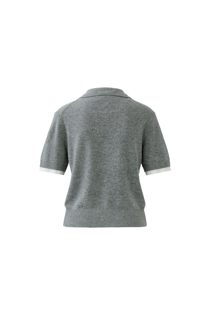 Chandail en tricot à col polo effet superposé pour femme Oui