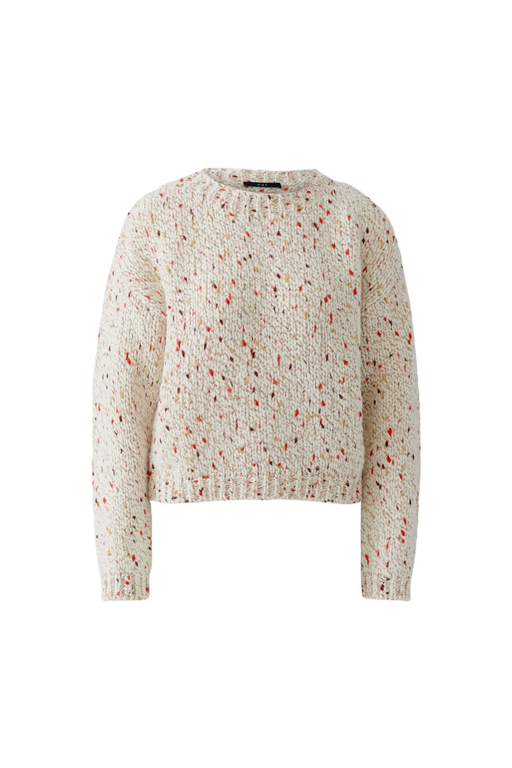 Chandail en tricot moucheté vue de face pour femme Oui