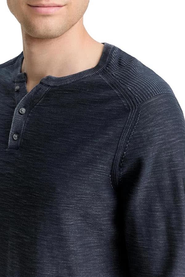 Vue de face chandail henley Tom Tailor pour homme gris clair avec boutons - Valérie Simon