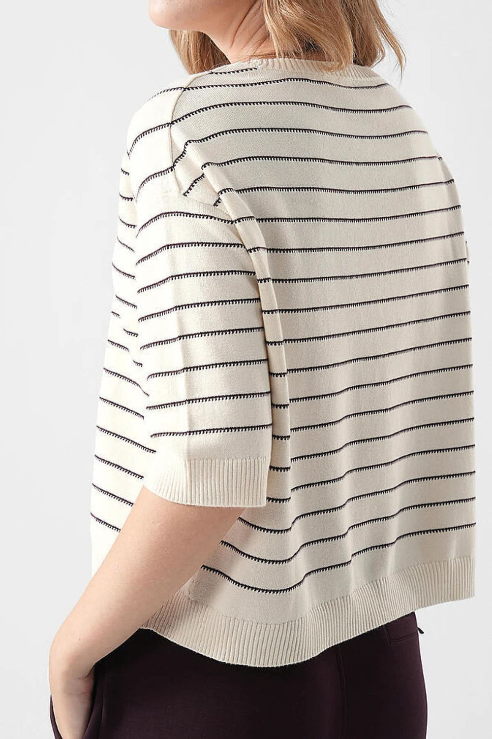 Front view of a colorful striped women's sweater by Brax - Valérie Simon