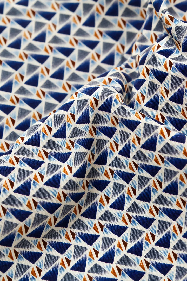 Vue avant chemise à motif géométrique Lief Horsens homme blanc - Valérie Simon