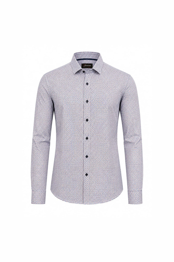 Vue de face chemise à motif géométrique Lief Horsens pour homme multicolore - Valérie Simon