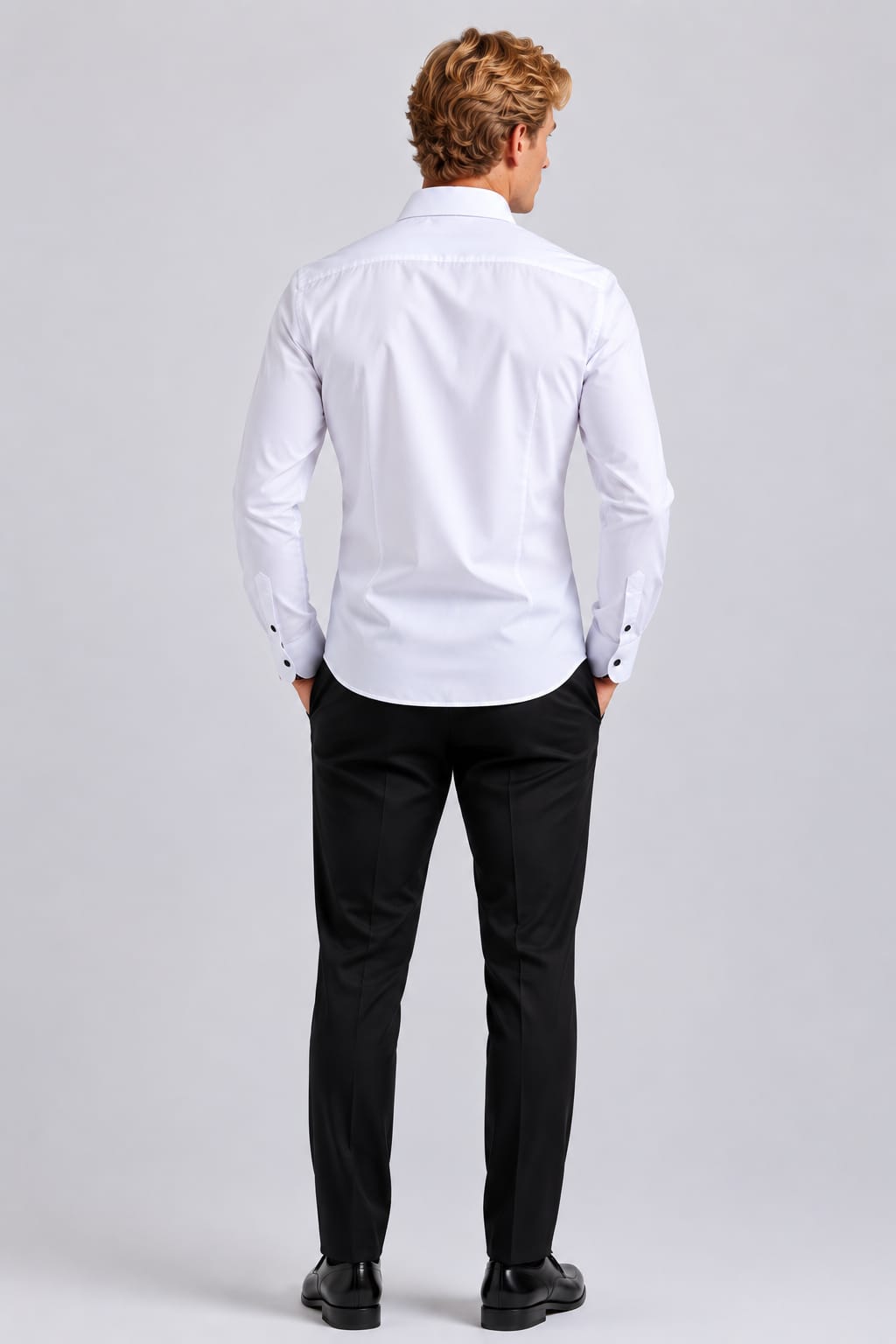 Vue de côté chemise sport à contrastes MR.SMITH pour homme blanc - Valérie Simon