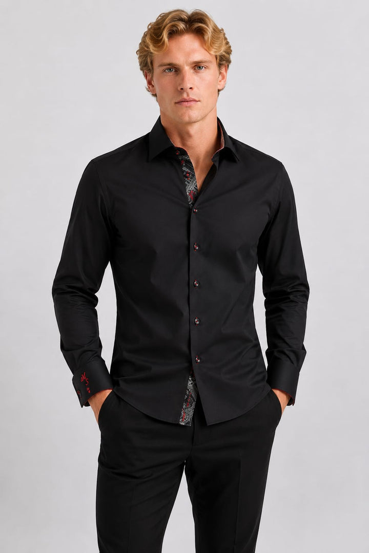 Vue de face chemise sport MR.SMITH avec détails contrastants pour homme - Valérie Simon