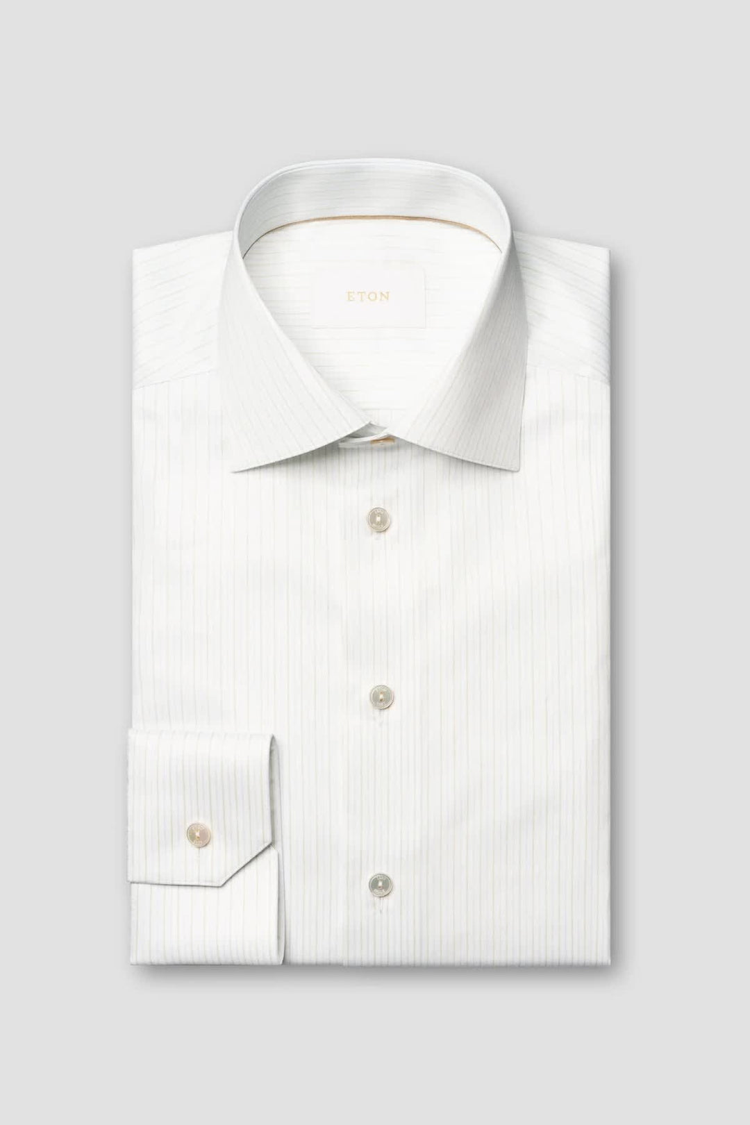Vue de face chemise habillée à rayures ton sur ton Eton pour homme gris - Valérie Simon