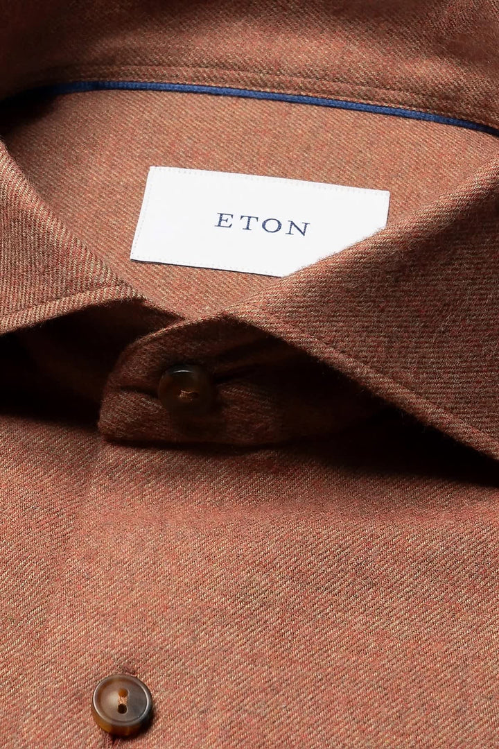 Chemise en flanelle à col italien vue de face pour homme Eton