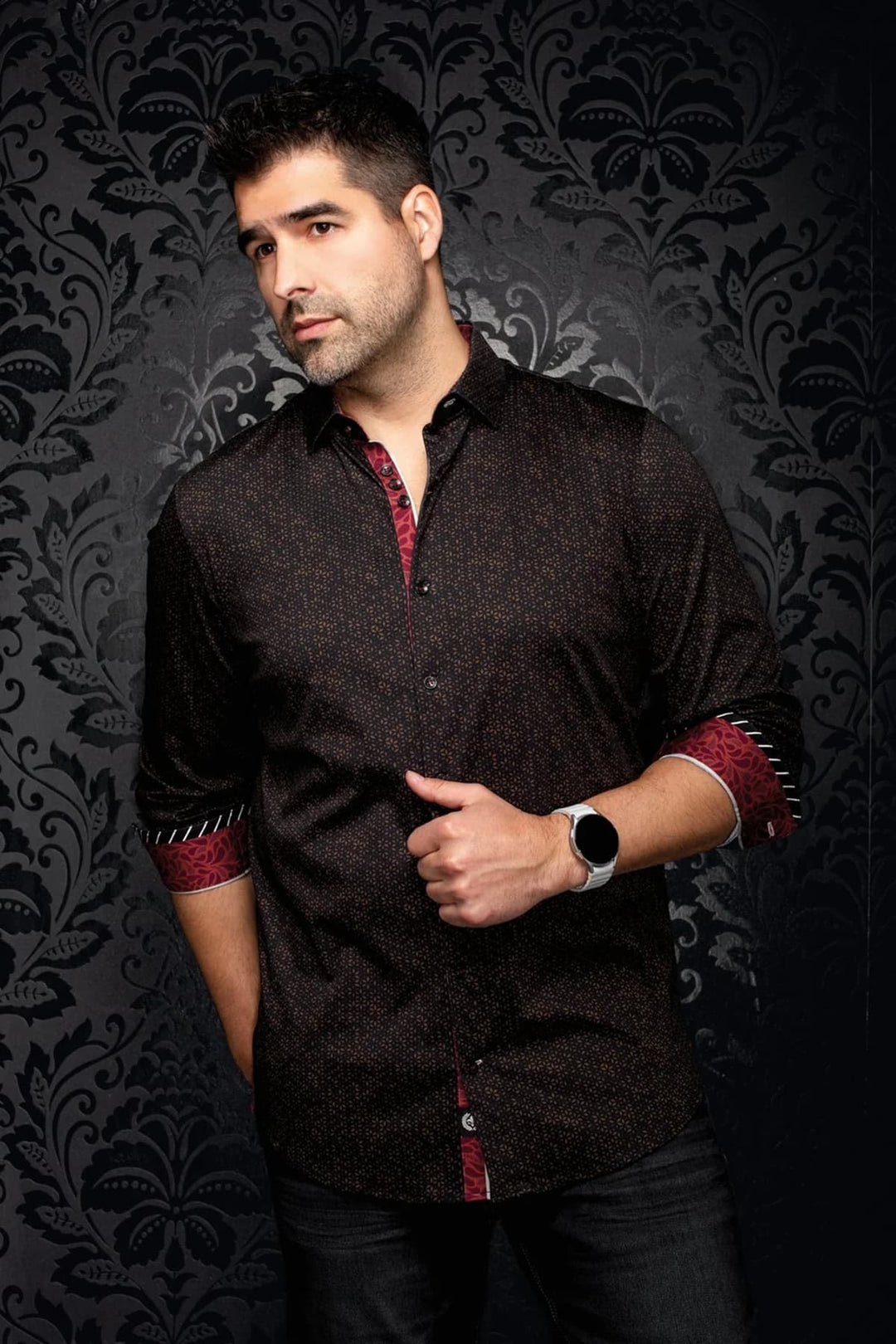 Nova micro-pattern sport shirt for men by Au noir