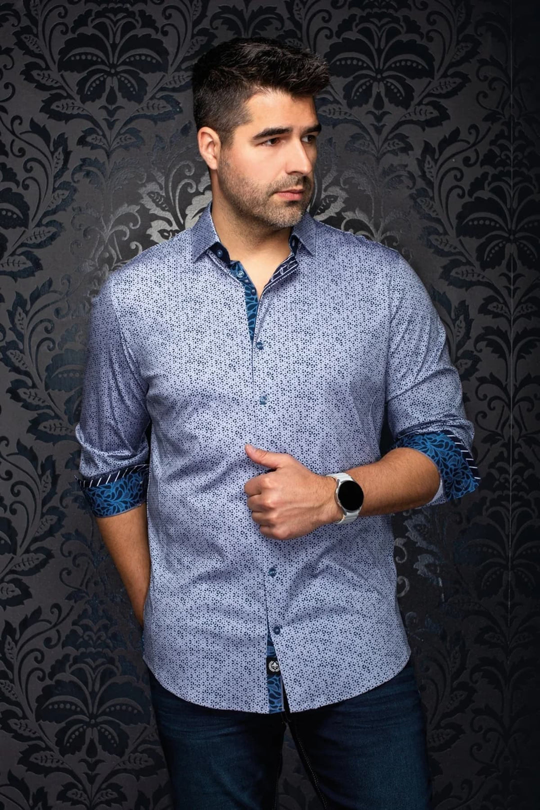 Micro-pattern sport shirt for men by Au noir