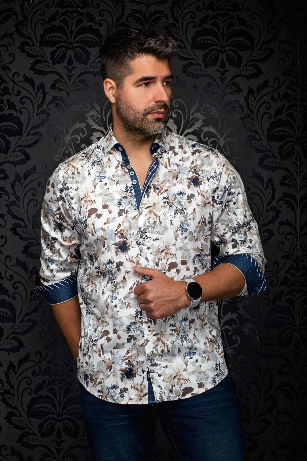 Donovan men's Au noir floral print sport shirt