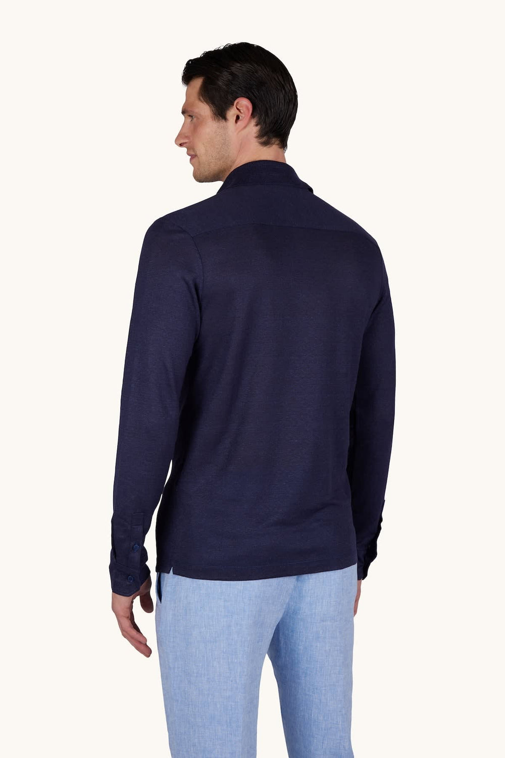 Vue frontale chemise Paul & Shark en lin bleu pour homme - Valérie Simon