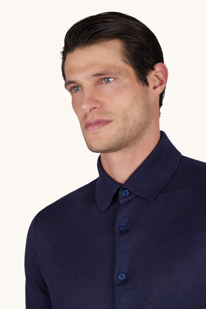 Vue de dos chemise sport Paul and Shark pour homme bleu avec logo discret - Valérie Simon