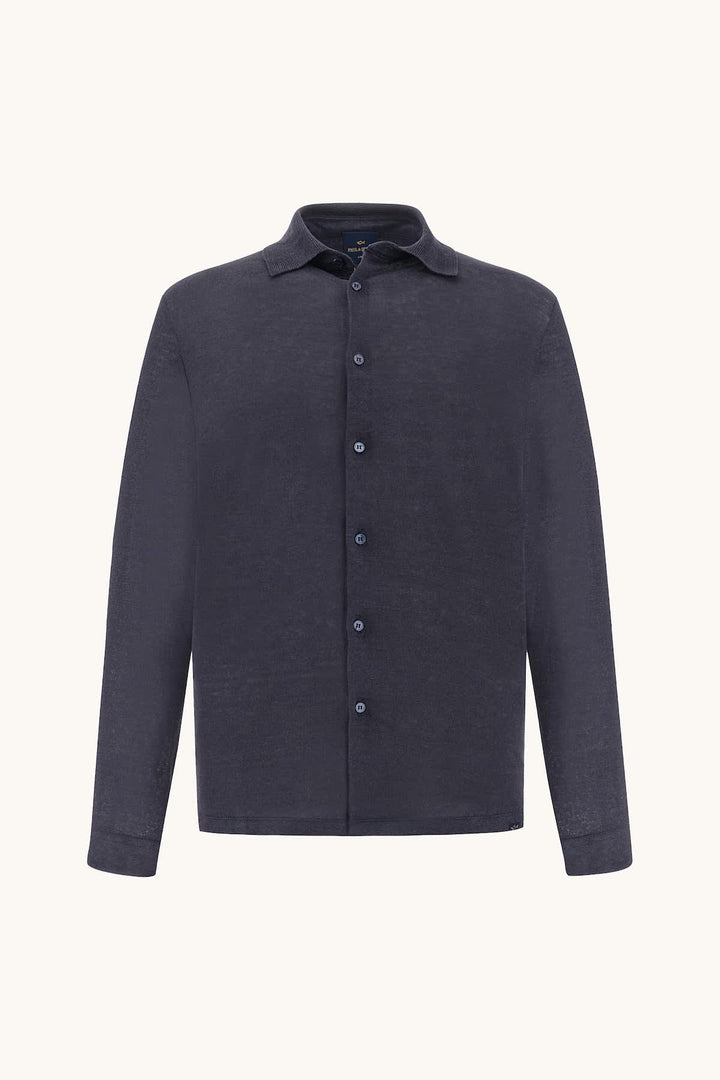 Vue de devant chemise sport en lin Paul and Shark homme bleu clair - Valérie Simon