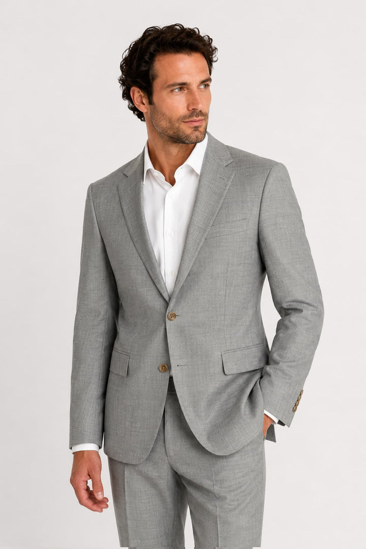 Vue de face complet à carreaux ATELIER homme bleu avec boutonnière en laine - Valérie Simon