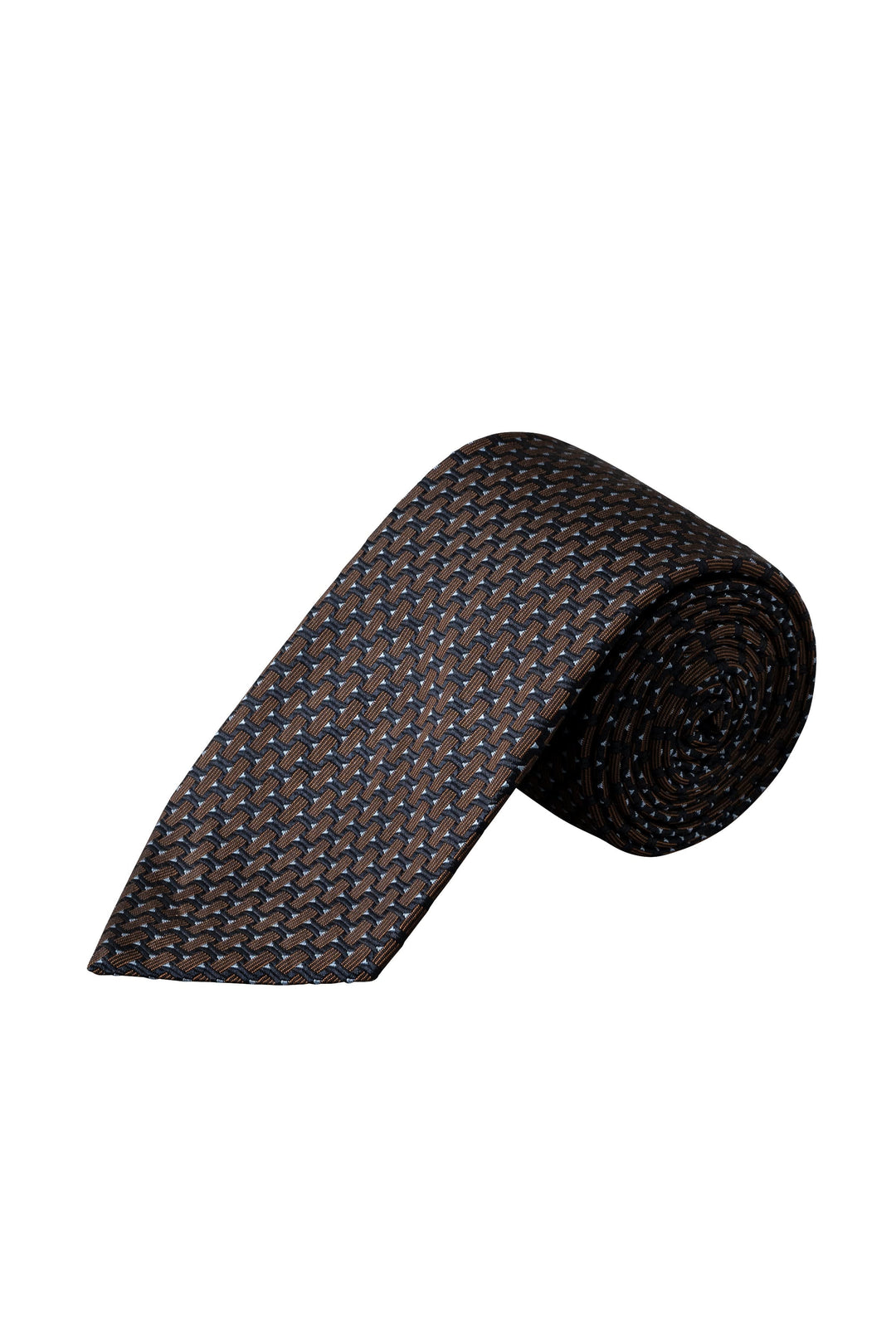 Detailed view of an Eton silk tie for men with multicolored geometric patterns - Valérie Simon
