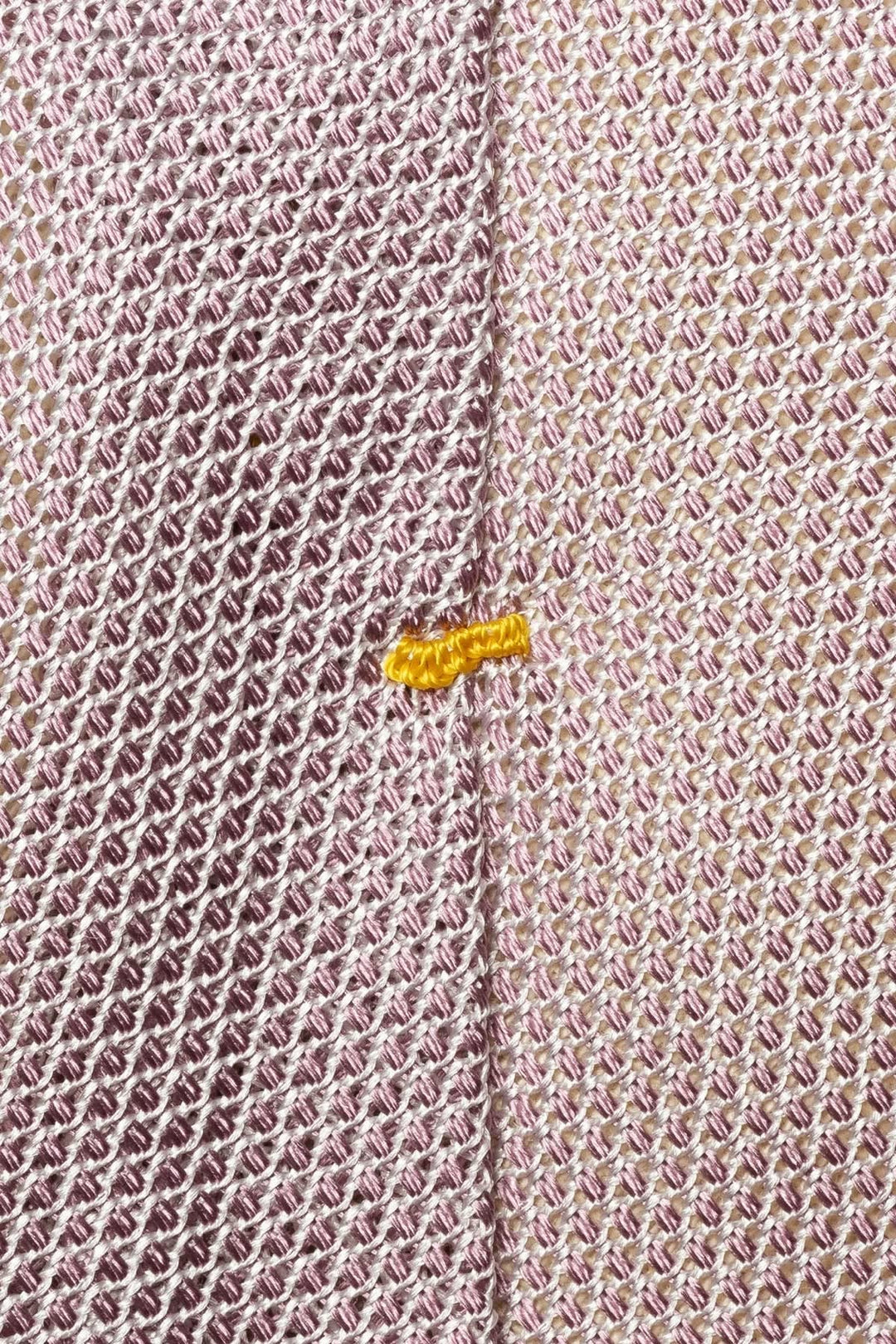 Close-up of a textured Eton silk tie for men in red grenadine - Valérie Simon