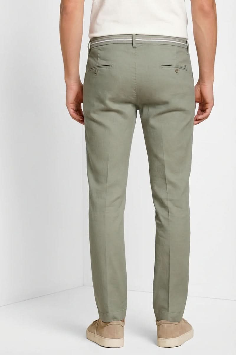 Pantalon Turin Oxford en lin et coton coupe moderne