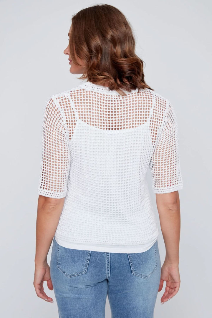 Tricot ajouré manches courtes